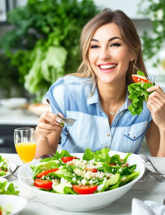 Person eating a healthy salad